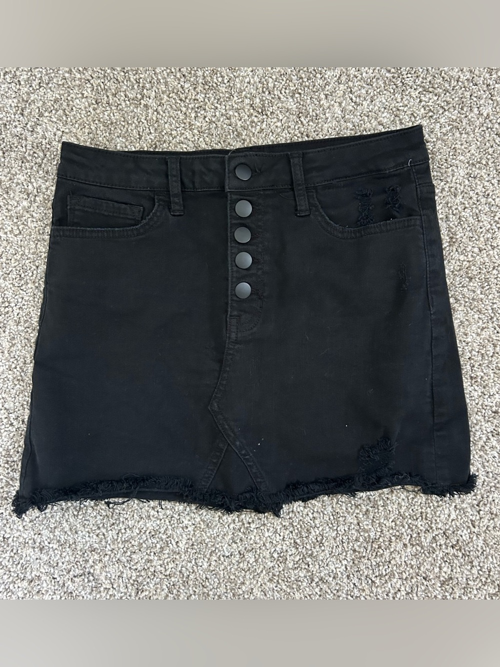 Altar'd State Black Denim Button Front High-Rise Skirt